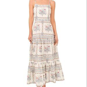 Floral Print Sleeveless Tiered Maxi Dress
